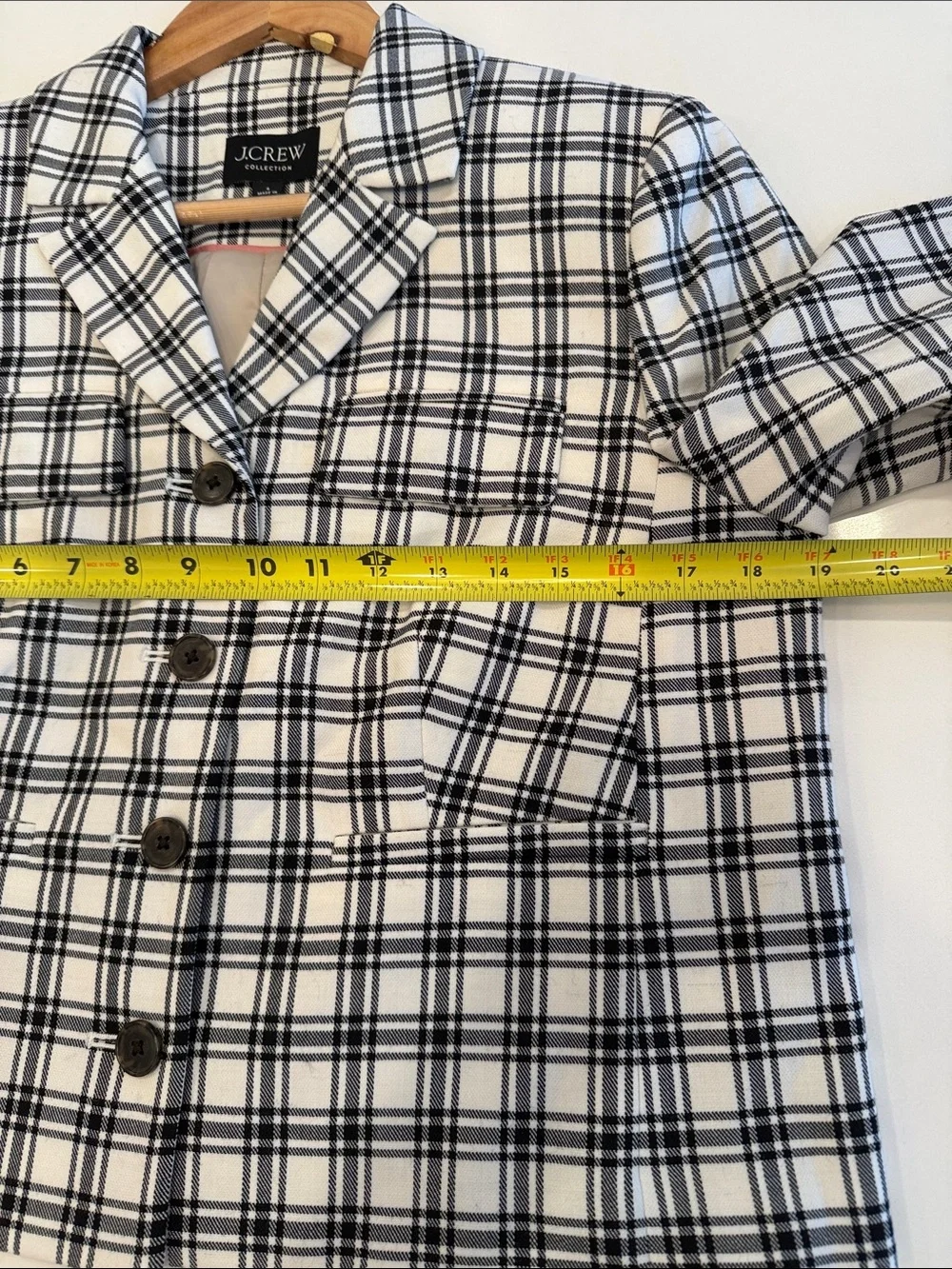 J. Crew Collection Black & White Plaid Tailored Blazer